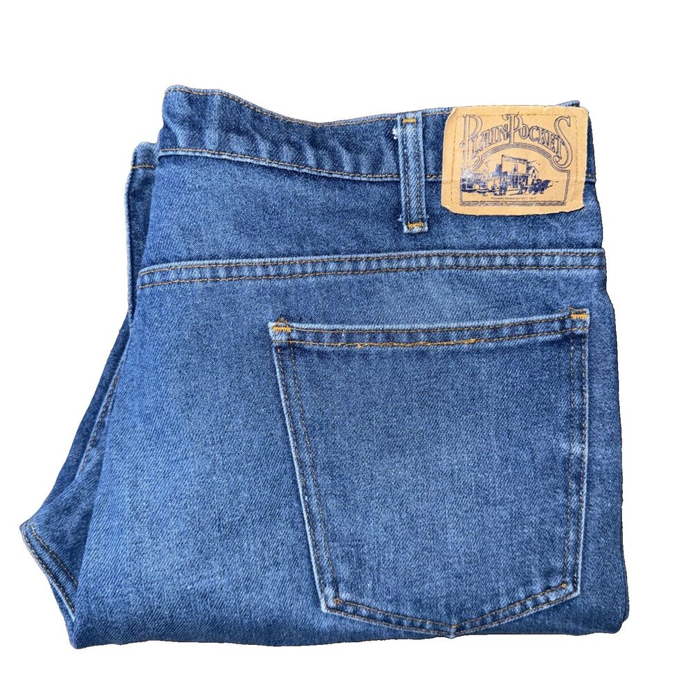 Vintage 90s Blue Denim Jeans USA Made Straight Workwear Dad Fit Relaxed W40 L34